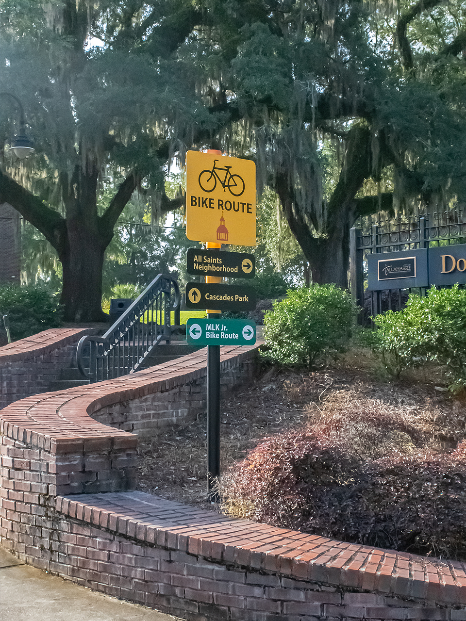 Bike Route Sign Downtown.