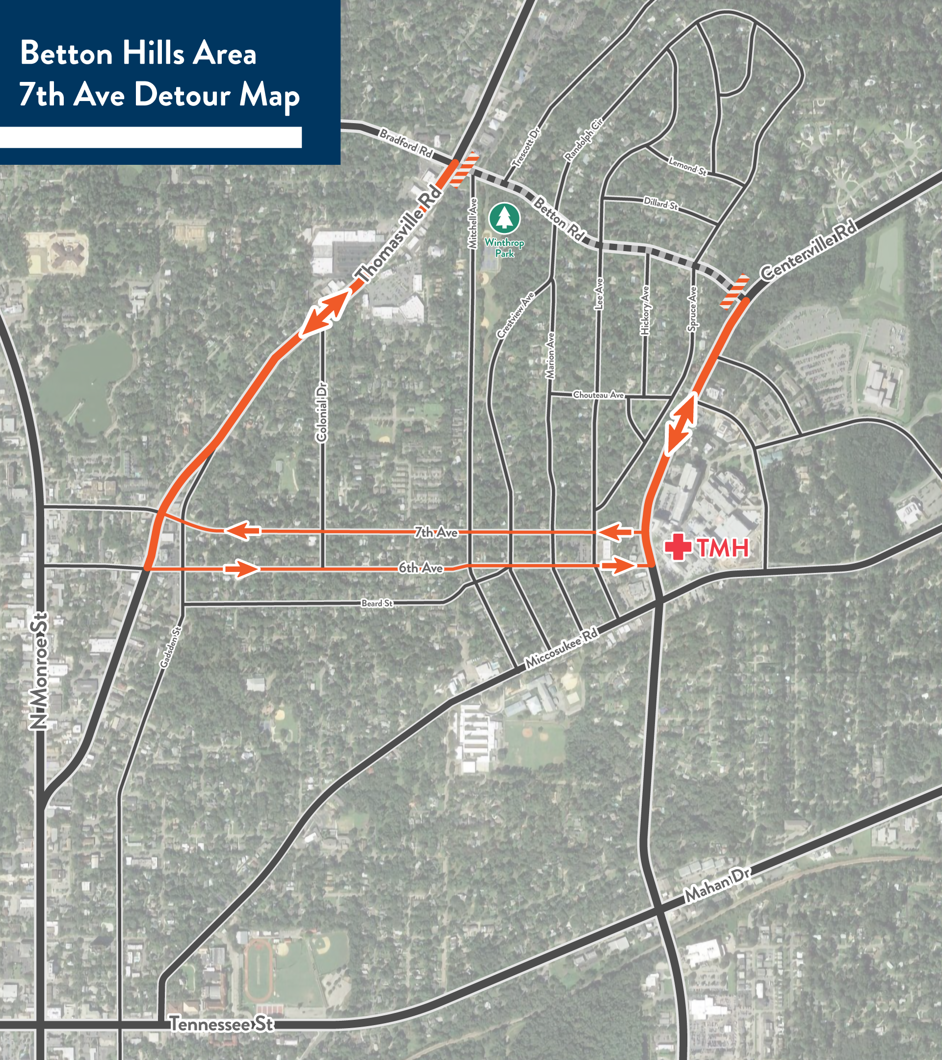 Detour map for the project area